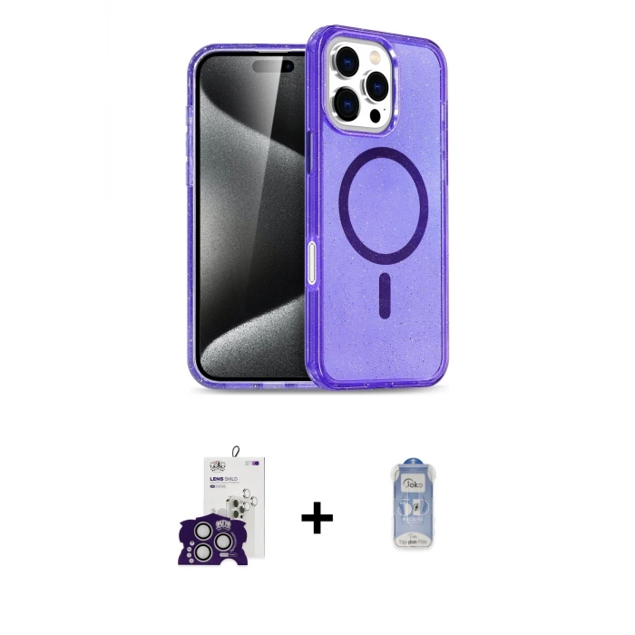 ieg™ iPhone 16 Pro Max Kılıf Nova Asil Prime - Siyah Joko Magic 5D Cam + Bilvis Titan Kamera Lens - GS