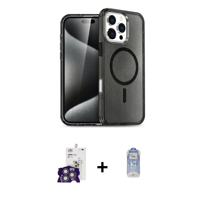 ieg™ iPhone 16 Pro Max Kılıf Nova Asil Prime - Siyah Joko Magic 5D Cam + Bilvis Titan Kamera Lens - GS
