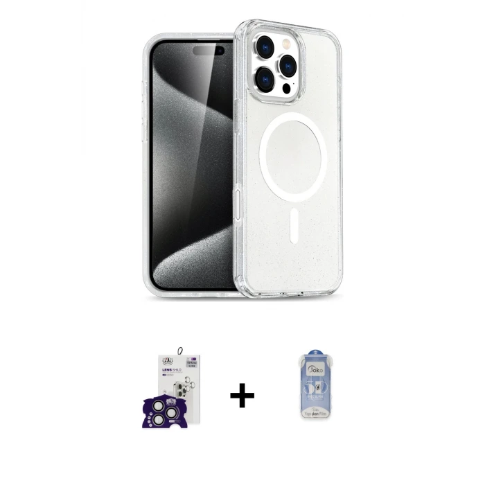 ieg™ iPhone 16 Pro Max Kılıf Nova Asil Prime - Siyah Joko Magic 5D Cam + Bilvis Titan Kamera Lens - TMGI