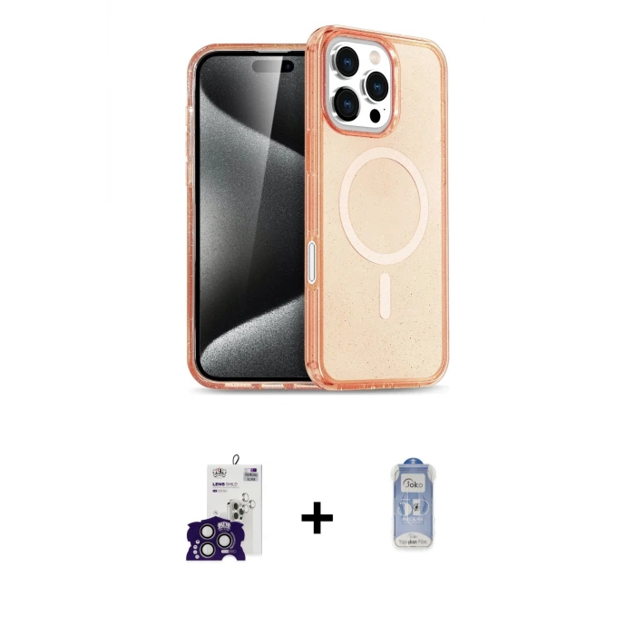 ieg™ iPhone 16 Pro Max Kılıf Nova Asil Prime - Siyah Joko Magic 5D Cam + Bilvis Titan Kamera Lens - TMGI