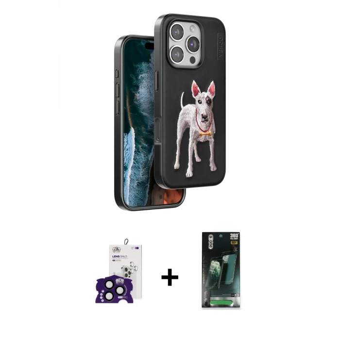 ieg™ iPhone 16 Pro Max Kılıf Nova Form Koleksiyonu - Siyah 360 Mat Full Body Arka Koruyucu + Bilvis Titan Kamera Lens - SH