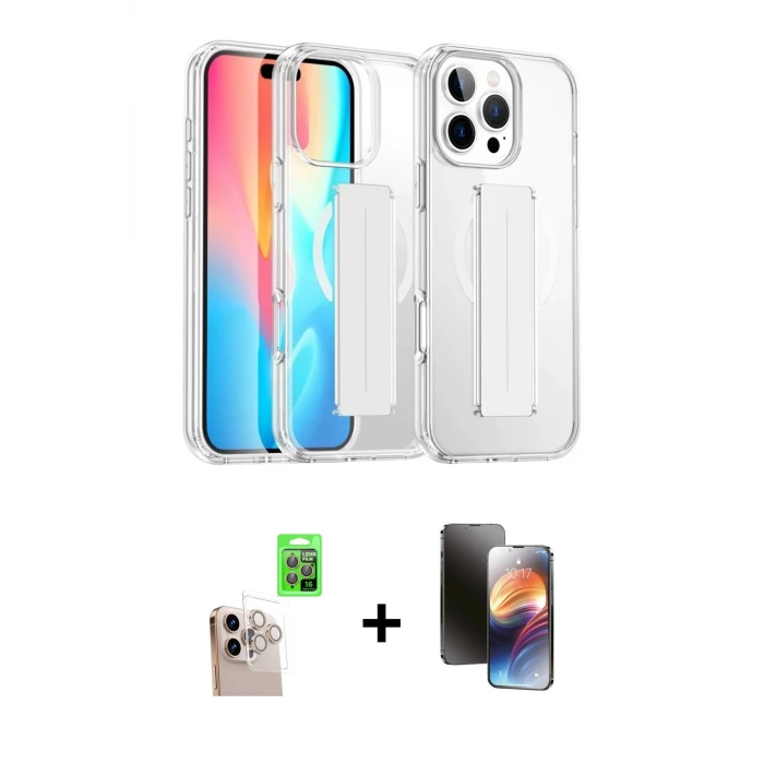 ieg™ iPhone 16 Pro Max Kılıf Nova Işık Koleksiyonu - Siyah 3D Antistatik Mat Seramik Nano Ekran Koruyucu + Raze Metal Kamera Lens - NLGY