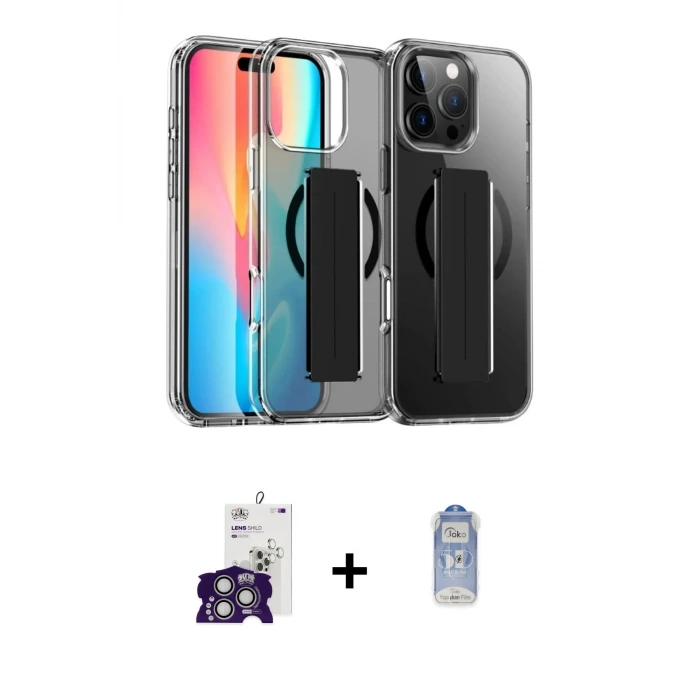 ieg™ iPhone 16 Pro Max Kılıf Nova Işık Koleksiyonu - Siyah Joko Magic 5D Cam + Bilvis Titan Kamera Lens - GS