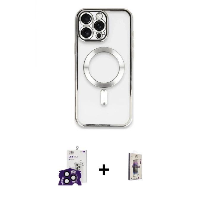 ieg™ iPhone 16 Pro Max Kılıf Nova Işık Özel Seri - Siyah Bilvis 3D Cam Ekran Koruyucu + Bilvis Titan Kamera Lens - SH