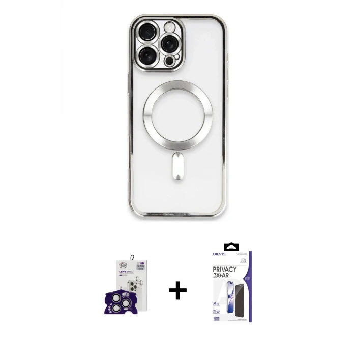 ieg™ iPhone 16 Pro Max Kılıf Nova Işık Özel Seri - Siyah Bilvis 3X AR Hayalet Cam Ekran Koruyucu + Bilvis Titan Kamera Lens - TMGI