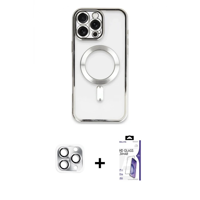 ieg™ iPhone 16 Pro Max Kılıf Nova Işık Özel Seri - Siyah Bilvis 3X AR HD Cam Ekran Koruyucu + Pers Alüminyum Kamera Lens - GS