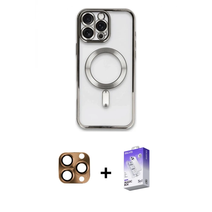 ieg™ iPhone 16 Pro Max Kılıf Nova Işık Özel Seri - Siyah Bilvis 5in1 3D Magic Cam Ekran Koruyucu + Pers Alüminyum Kamera Lens - CLTM