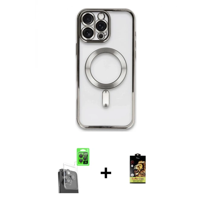 ieg™ iPhone 16 Pro Max Kılıf Nova Işık Özel Seri - Siyah Buffer Cam Ekran Koruyucu + Raze Metal Kamera Lens - SH