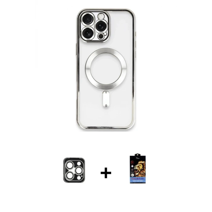 ieg™ iPhone 16 Pro Max Kılıf Nova Işık Özel Seri - Siyah Buffer Hayalet Cam Ekran Koruyucu + PVD Metal Kamera Lens - GS