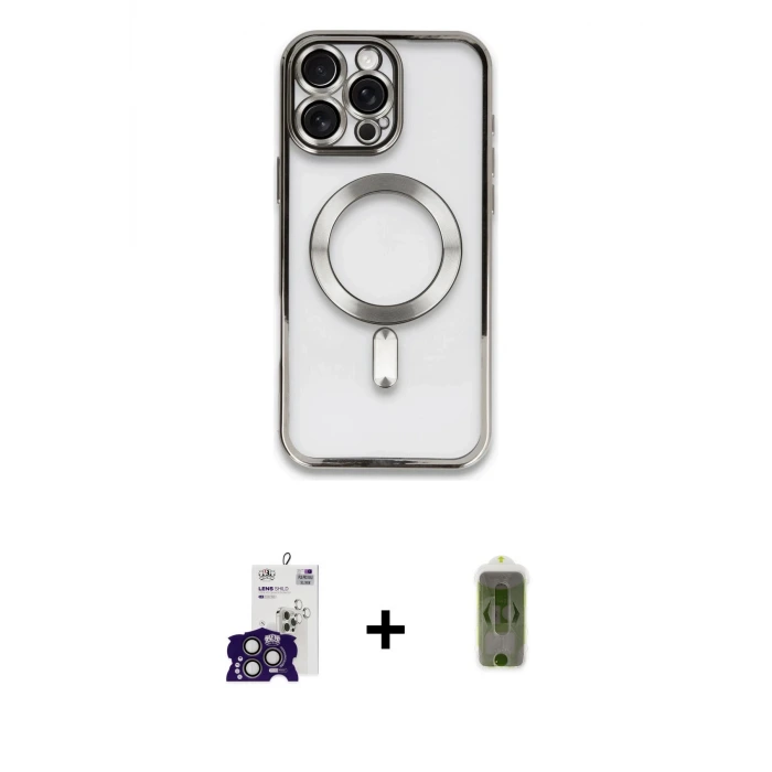 ieg™ iPhone 16 Pro Max Kılıf Nova Işık Özel Seri - Siyah Joko Magic 5D Hayalet Cam + Bilvis Titan Kamera Lens - TMGI