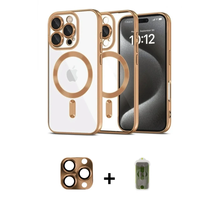 ieg™ iPhone 16 Pro Max Kılıf Nova Işık Özel Seri - Siyah Joko Magic 5D Hayalet Cam + Pers Alüminyum Kamera Lens - CLTM