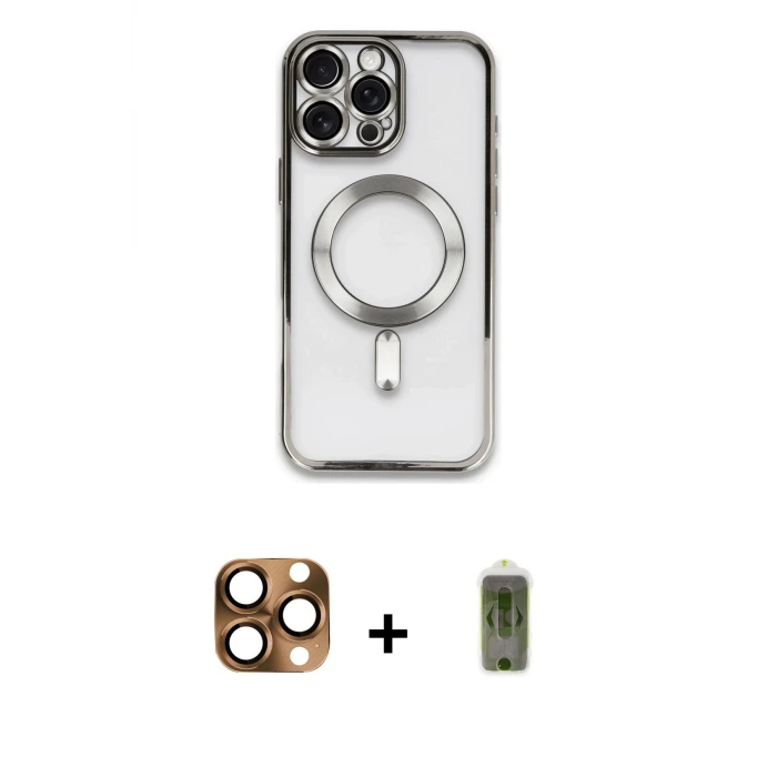 ieg™ iPhone 16 Pro Max Kılıf Nova Işık Özel Seri - Siyah Joko Magic 5D Hayalet Cam + Pers Alüminyum Kamera Lens - CLTM