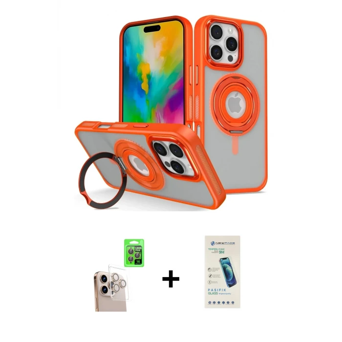 ieg™ iPhone 16 Pro Max Kılıf Nova Minimal Serisi - Şeffaf Pasifik Cam Ekran Koruyucu + Raze Metal Kamera Lens - NLGY