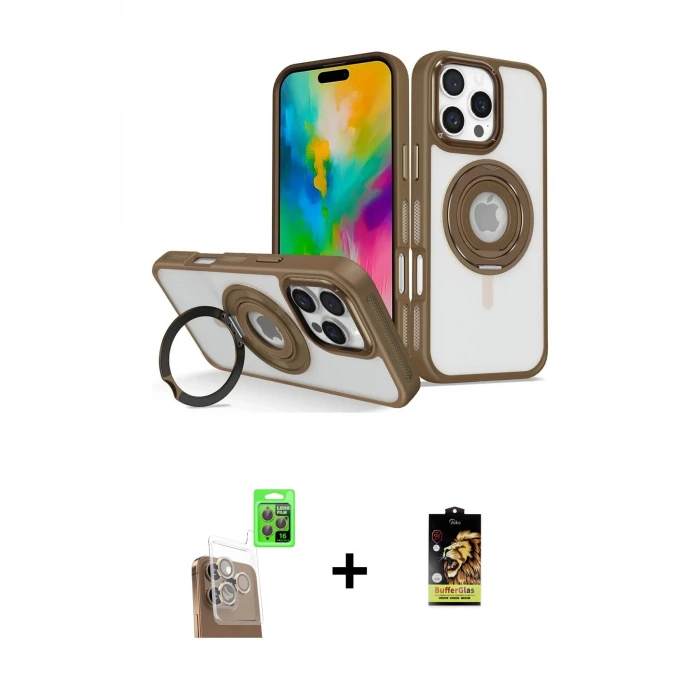 ieg™ iPhone 16 Pro Max Kılıf Nova Minimal Serisi - Siyah Buffer Cam Ekran Koruyucu + Raze Metal Kamera Lens - CLTM