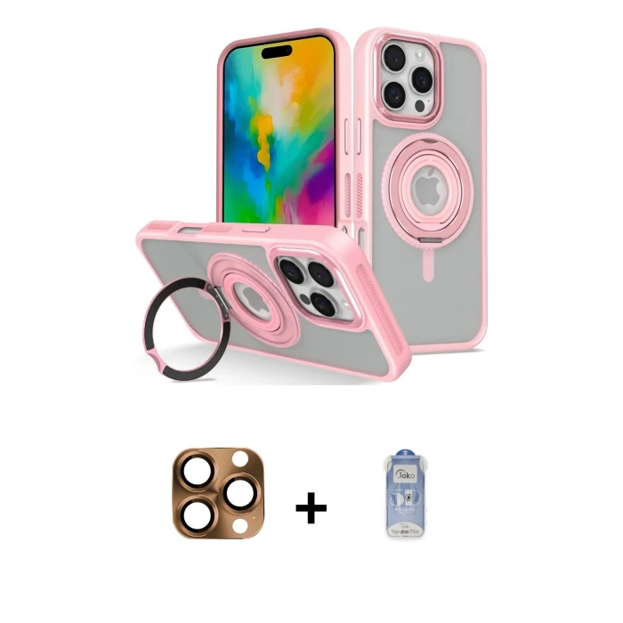 ieg™ iPhone 16 Pro Max Kılıf Nova Minimal Serisi - Siyah Joko Magic 5D Cam + Pers Alüminyum Kamera Lens - CLTM