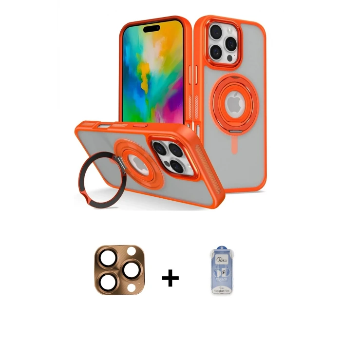 ieg™ iPhone 16 Pro Max Kılıf Nova Minimal Serisi - Siyah Joko Magic 5D Cam + Pers Alüminyum Kamera Lens - CLTM