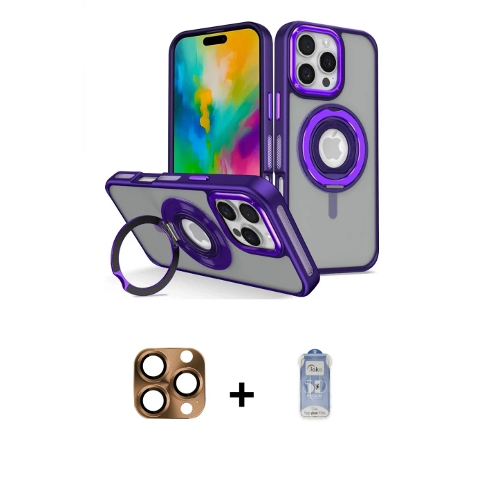 ieg™ iPhone 16 Pro Max Kılıf Nova Minimal Serisi - Siyah Joko Magic 5D Cam + Pers Alüminyum Kamera Lens - CLTM