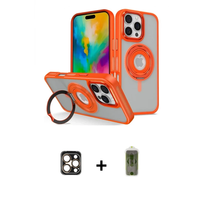 ieg™ iPhone 16 Pro Max Kılıf Nova Minimal Serisi - Siyah Joko Magic 5D Hayalet Cam + PVD Metal Kamera Lens - GD