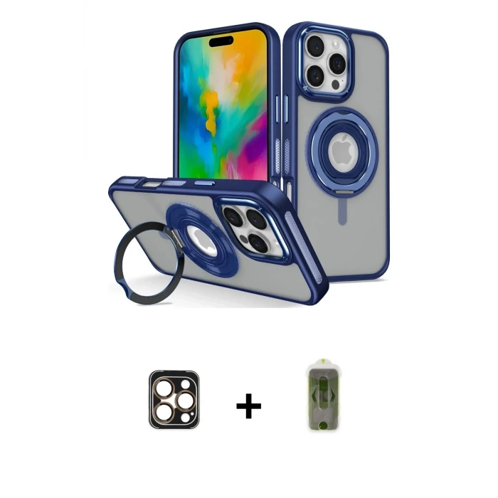 ieg™ iPhone 16 Pro Max Kılıf Nova Minimal Serisi - Siyah Joko Magic 5D Hayalet Cam + PVD Metal Kamera Lens - GD