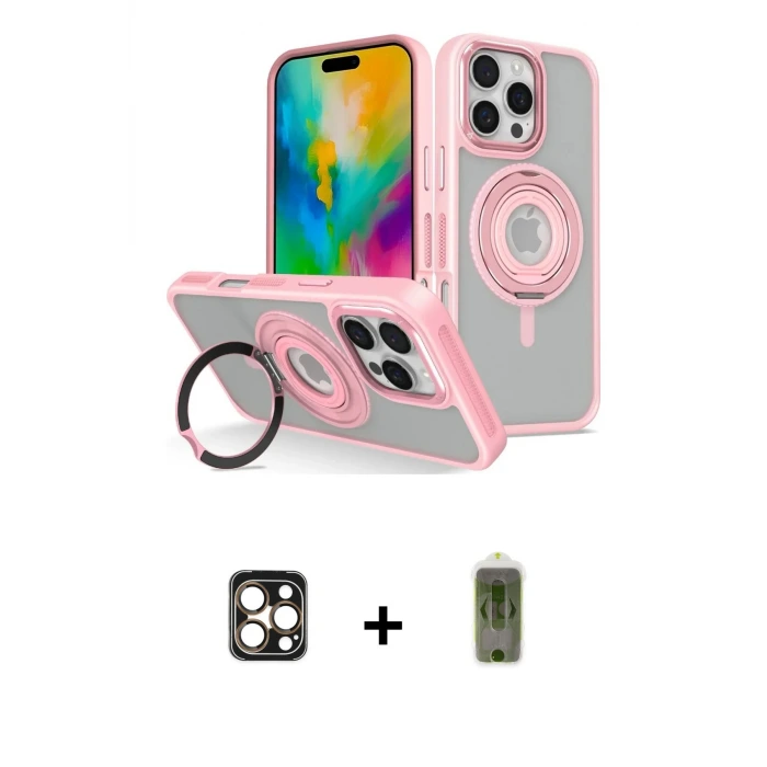 ieg™ iPhone 16 Pro Max Kılıf Nova Minimal Serisi - Siyah Joko Magic 5D Hayalet Cam + PVD Metal Kamera Lens - GD