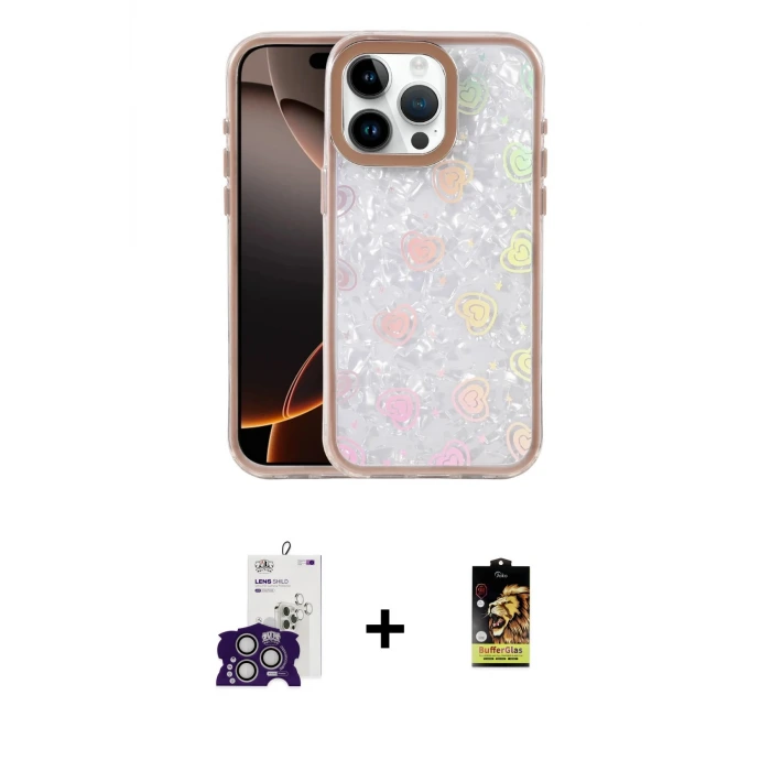 ieg™ iPhone 16 Pro Max Kılıf Odak Prime - Siyah Buffer Cam Ekran Koruyucu + Bilvis Titan Kamera Lens - GS