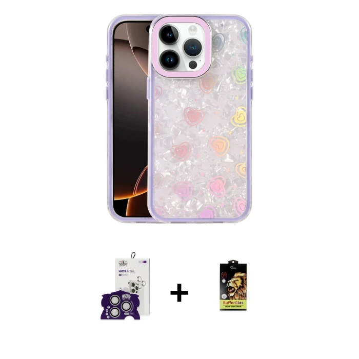 ieg™ iPhone 16 Pro Max Kılıf Odak Prime - Siyah Buffer Cam Ekran Koruyucu + Bilvis Titan Kamera Lens - GS