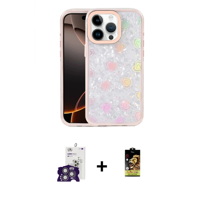 ieg™ iPhone 16 Pro Max Kılıf Odak Prime - Siyah Buffer Cam Ekran Koruyucu + Bilvis Titan Kamera Lens - GS
