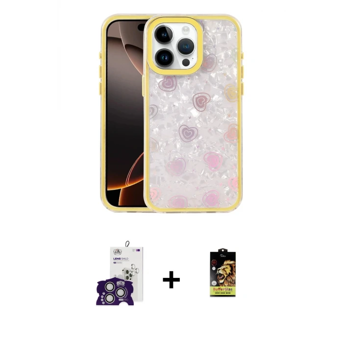 ieg™ iPhone 16 Pro Max Kılıf Odak Prime - Siyah Buffer Cam Ekran Koruyucu + Bilvis Titan Kamera Lens - GS