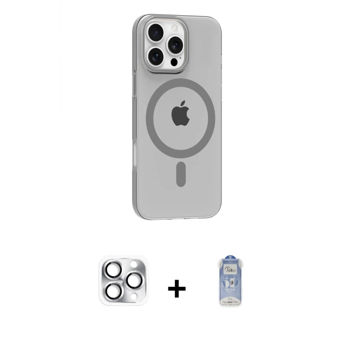 ieg™ iPhone 16 Pro Max Kılıf Pusula Form Özel Seri - Siyah Joko Magic 5D Cam + Pers Alüminyum Kamera Lens - GS