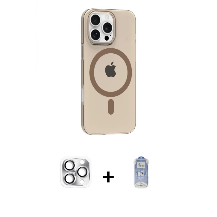ieg™ iPhone 16 Pro Max Kılıf Pusula Form Özel Seri - Siyah Joko Magic 5D Cam + Pers Alüminyum Kamera Lens - GS