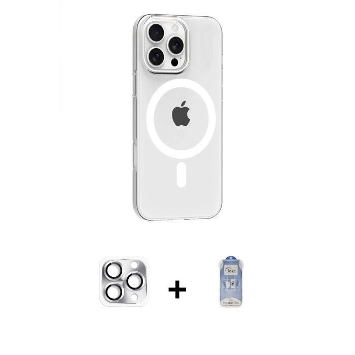 ieg™ iPhone 16 Pro Max Kılıf Pusula Form Özel Seri - Siyah Joko Magic 5D Cam + Pers Alüminyum Kamera Lens - GS