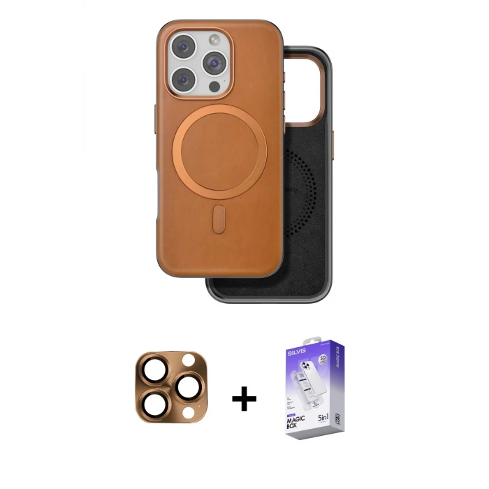 ieg™ iPhone 16 Pro Max Kılıf Pusula Işık Koleksiyonu - Siyah Bilvis 5in1 3D Magic Cam Ekran Koruyucu + Pers Alüminyum Kamera Lens - CLTM
