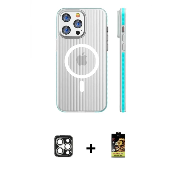 ieg™ iPhone 16 Pro Max Kılıf Pusula Minimal Koleksiyonu - Siyah Buffer Cam Ekran Koruyucu + PVD Metal Kamera Lens - GS