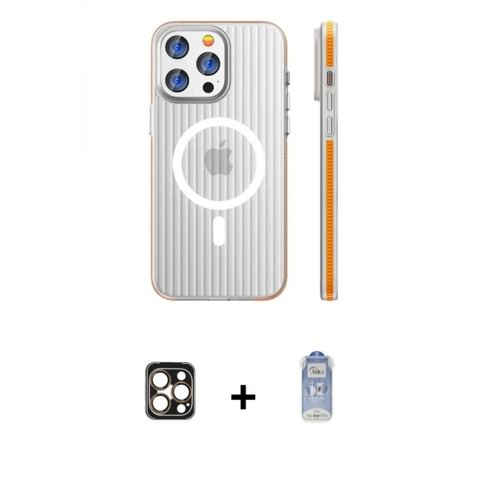 ieg™ iPhone 16 Pro Max Kılıf Pusula Minimal Koleksiyonu - Siyah Joko Magic 5D Cam + PVD Metal Kamera Lens - GD