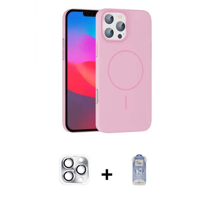ieg™ iPhone 16 Pro Max Kılıf Siluet Doku Özel Seri - Siyah Joko Magic 5D Cam + Pers Alüminyum Kamera Lens - GS