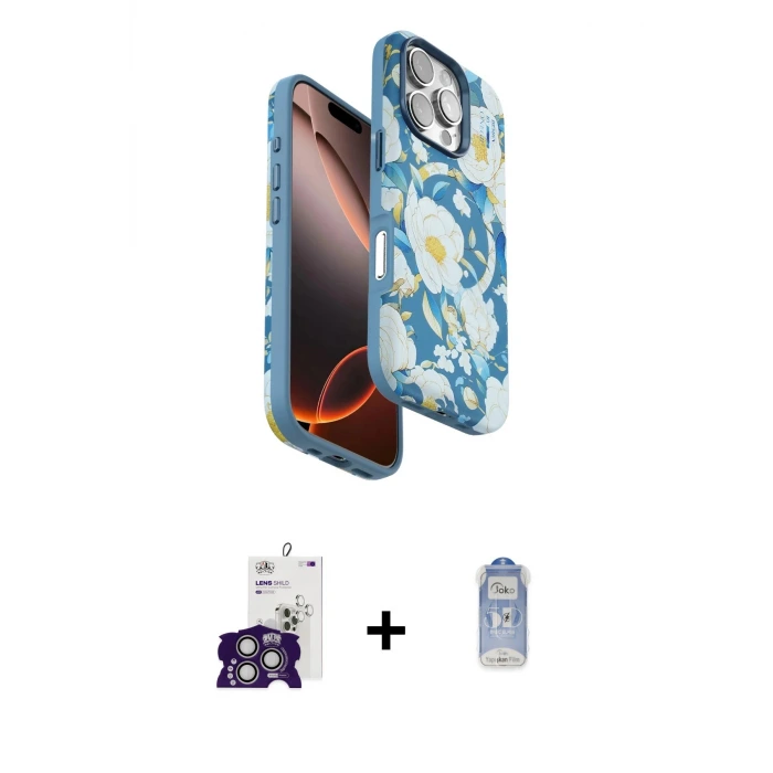 ieg™ iPhone 16 Pro Max Kılıf Siluet Doku - Siyah Joko Magic 5D Cam + Bilvis Titan Kamera Lens - GS