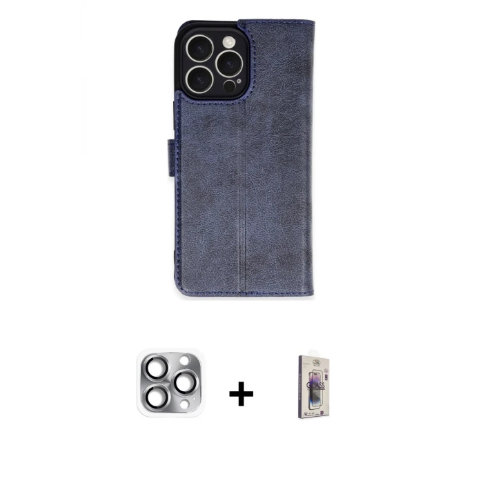 ieg™ iPhone 16 Pro Max Kılıf Siluet Işık Serisi - Siyah Bilvis 3D Cam Ekran Koruyucu + Pers Alüminyum Kamera Lens - GI