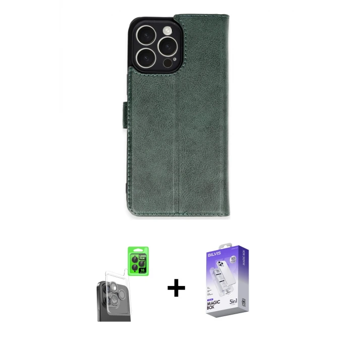ieg™ iPhone 16 Pro Max Kılıf Siluet Işık Serisi - Siyah Bilvis 5in1 3D Magic Cam Ekran Koruyucu + Raze Metal Kamera Lens - SH