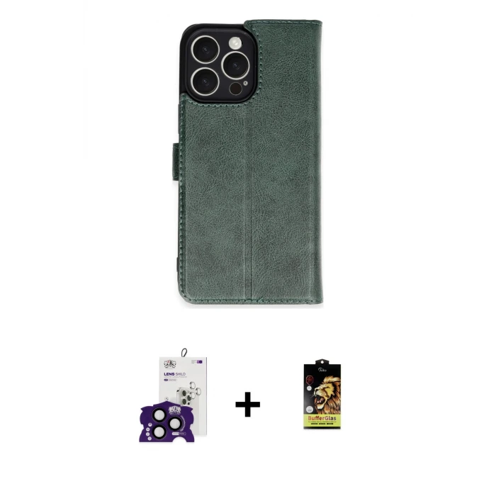 ieg™ iPhone 16 Pro Max Kılıf Siluet Işık Serisi - Siyah Buffer Cam Ekran Koruyucu + Bilvis Titan Kamera Lens - SH