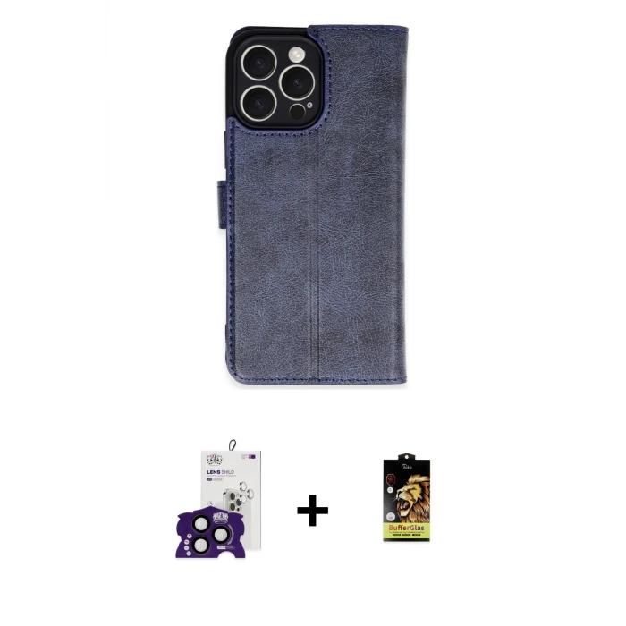 ieg™ iPhone 16 Pro Max Kılıf Siluet Işık Serisi - Siyah Buffer Cam Ekran Koruyucu + Bilvis Titan Kamera Lens - SH