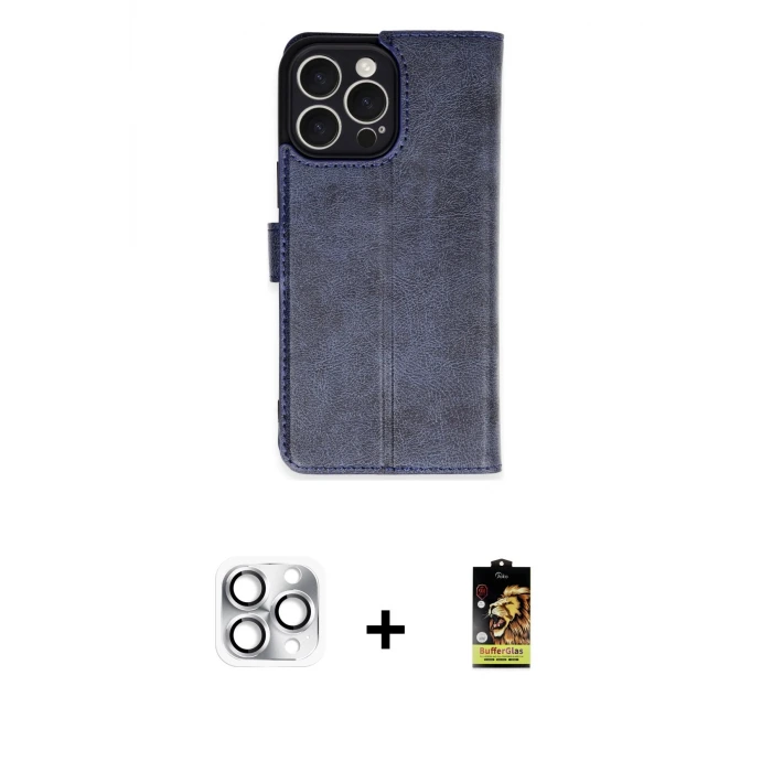 ieg™ iPhone 16 Pro Max Kılıf Siluet Işık Serisi - Siyah Buffer Cam Ekran Koruyucu + Pers Alüminyum Kamera Lens - GS