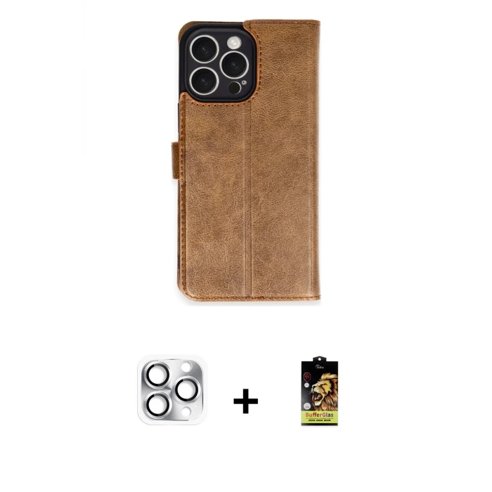 ieg™ iPhone 16 Pro Max Kılıf Siluet Işık Serisi - Siyah Buffer Cam Ekran Koruyucu + Pers Alüminyum Kamera Lens - GS