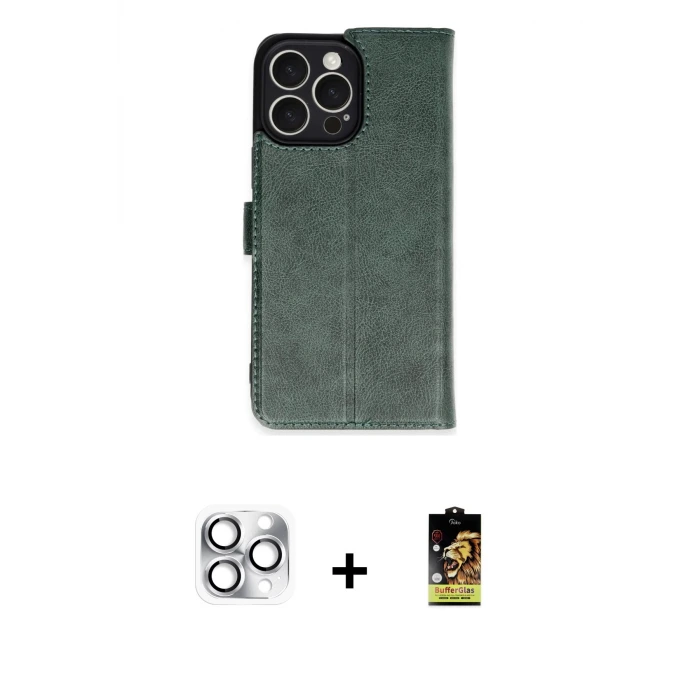 ieg™ iPhone 16 Pro Max Kılıf Siluet Işık Serisi - Siyah Buffer Cam Ekran Koruyucu + Pers Alüminyum Kamera Lens - GS