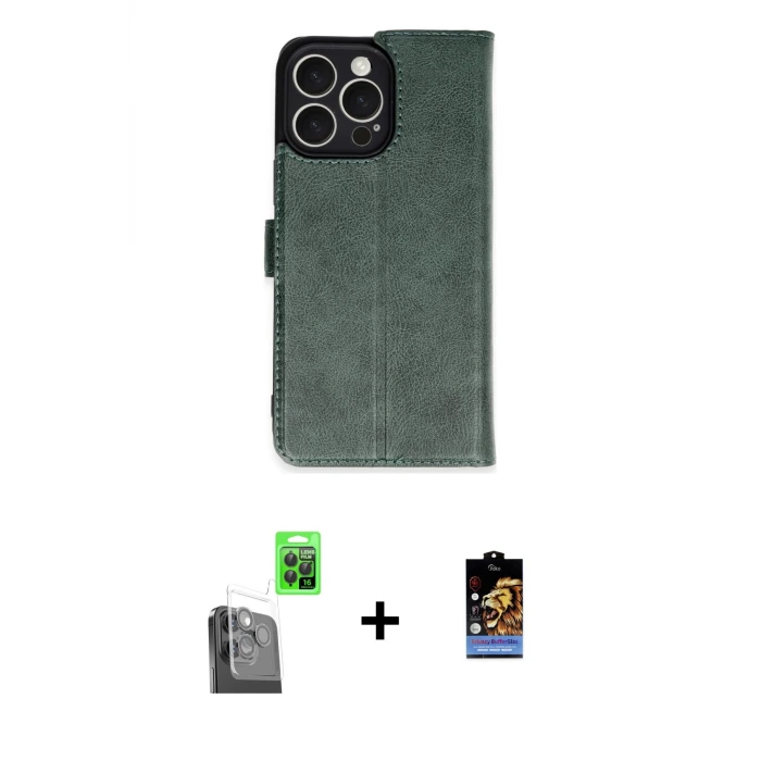 ieg™ iPhone 16 Pro Max Kılıf Siluet Işık Serisi - Siyah Buffer Hayalet Cam Ekran Koruyucu + Raze Metal Kamera Lens - SH