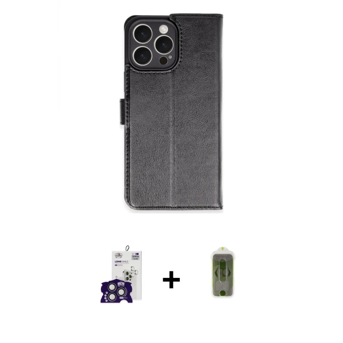 ieg™ iPhone 16 Pro Max Kılıf Siluet Işık Serisi - Siyah Joko Magic 5D Hayalet Cam + Bilvis Titan Kamera Lens - TMGI
