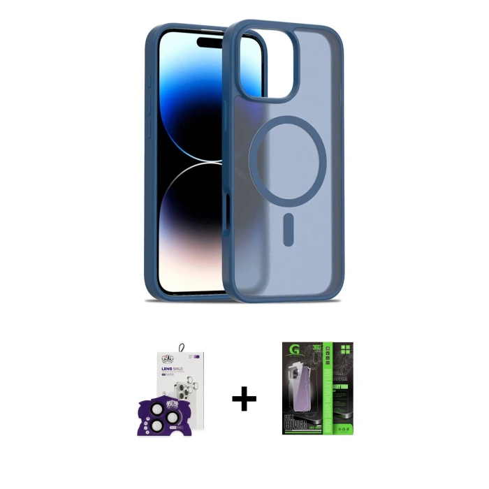 ieg™ iPhone 16 Pro Max Kılıf Siluet Minimal Prime - Şeffaf 360 Full Body Arka Koruyucu + Bilvis Titan Kamera Lens - SH