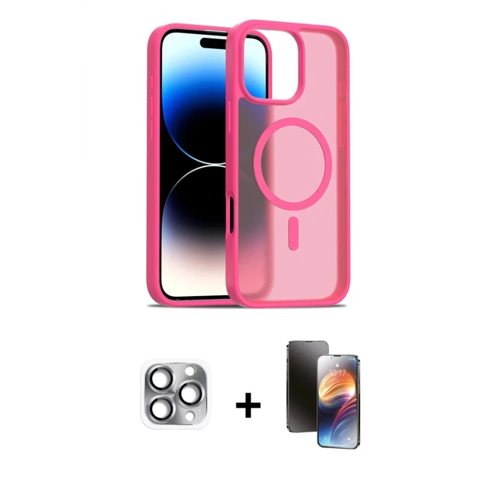 ieg™ iPhone 16 Pro Max Kılıf Siluet Minimal Prime - Siyah 3D Antistatik Mat Seramik Nano Ekran Koruyucu + Pers Alüminyum Kamera Lens - GI