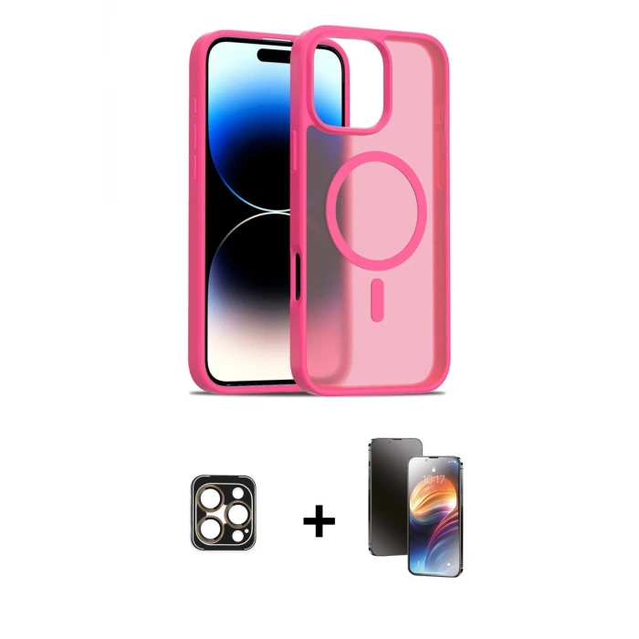 ieg™ iPhone 16 Pro Max Kılıf Siluet Minimal Prime - Siyah 3D Antistatik Mat Seramik Nano Ekran Koruyucu + PVD Metal Kamera Lens - GD