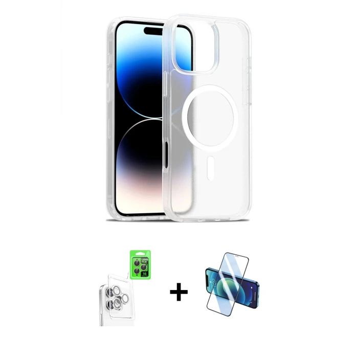 ieg™ iPhone 16 Pro Max Kılıf Siluet Minimal Prime - Siyah 3D Antistatik Seramik Nano Ekran Koruyucu + Raze Metal Kamera Lens - BZ
