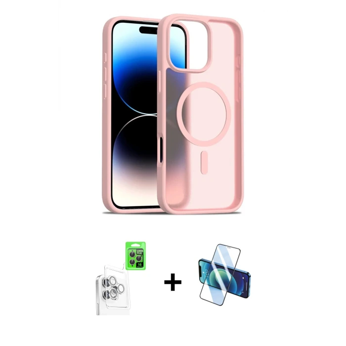 ieg™ iPhone 16 Pro Max Kılıf Siluet Minimal Prime - Siyah 3D Antistatik Seramik Nano Ekran Koruyucu + Raze Metal Kamera Lens - BZ